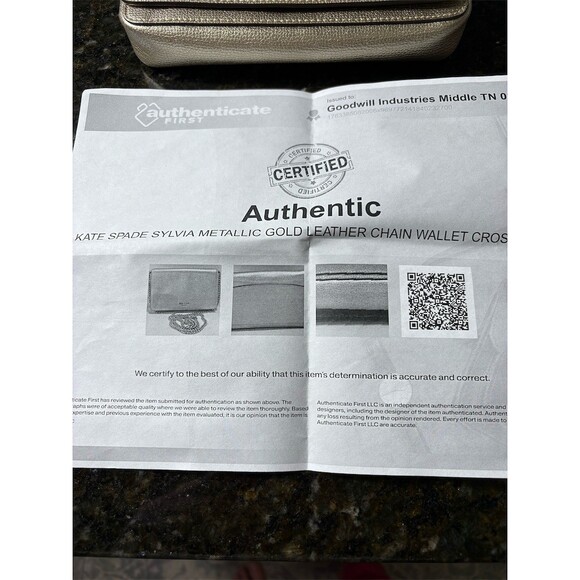 Kate Spade New York Sylvia Wallet Crossbody Purse Gold Small Chain Strap - Picture 10 of 10